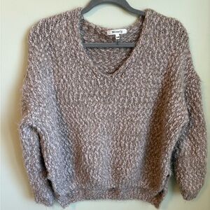 Miracle Taupe Cozy V-Neck Women's Sweater Size S/M